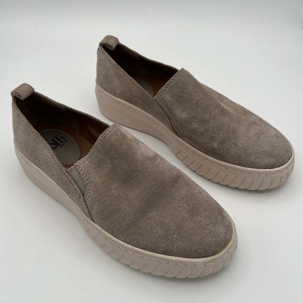 Söfft Suede Platform Slip On Sneakers Taupe Gray Women’s Size 8 Comfort